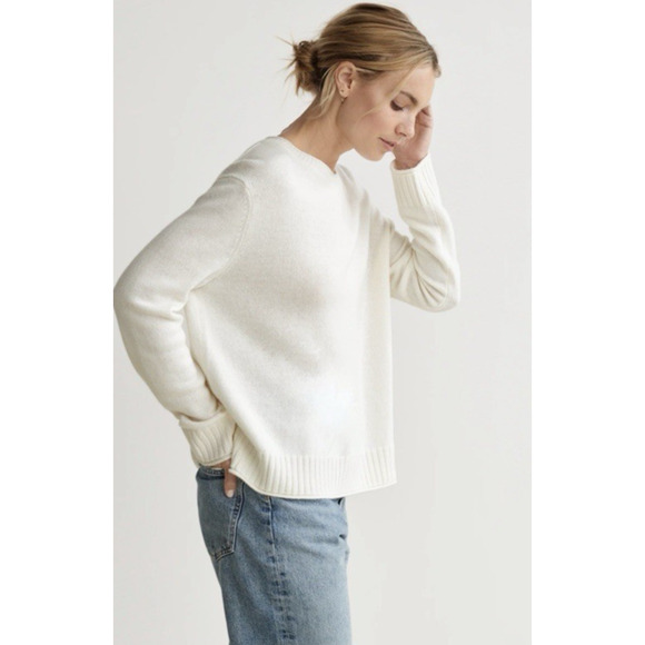 Jenni Kayne Everyday Sweater Crewneck Large Relaxed Knit White - Picture 2 of 8